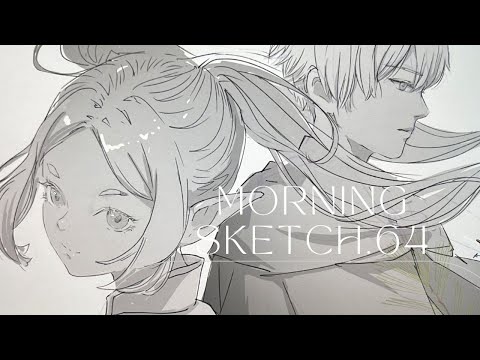 「Procreate morning sketch早晨素描」64 character sketch ▶white noise🔁