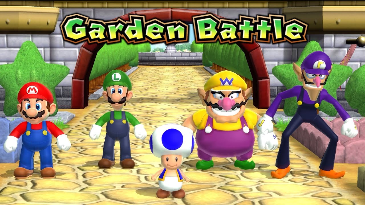 Mario Party 9 - Mario Vs. Luigi Vs. Wario Vs. Waluigi | Garden Battle