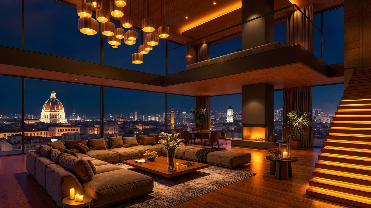 Calm Night Vibes – Cozy Apartment Ambience with Soothing Jazz Music for Sleep & Relax