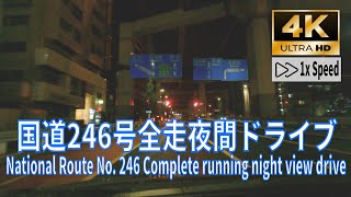 [4K] National highway No. 246 complete running night view drive without constant speed BGM