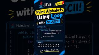 Print A–Z alphabets in Java using a loop — without ASCII values! 🚀💻