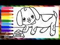 Dibuja y Colorea Un Lindo Perro Con Acessórios 🐶🐾🦴🐕🌈 Dibujos Para Niños
