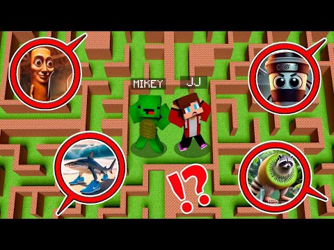 Mikey and JJ Security House in Maze vs 1000 Italian Brainrots in Minecraft - Maizen