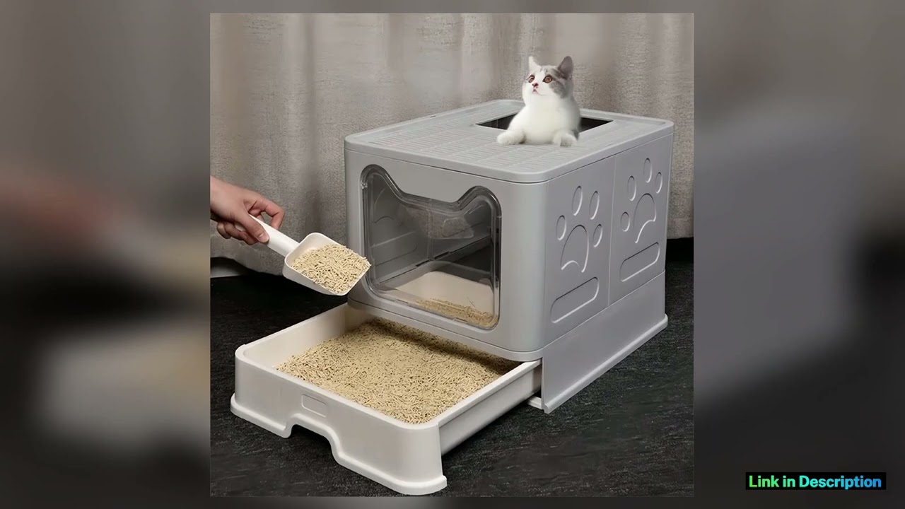 Easy Cleaning Cat Litter Box Large Cat Pan Drawer AntiSplashing Cat Potty Toilet Tray with Scoop Ne