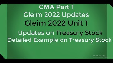 CMA Part 1 Gleim 2022 updates - Unit 1 Treasury Stock -  Detailed Example on Treasury Stock
