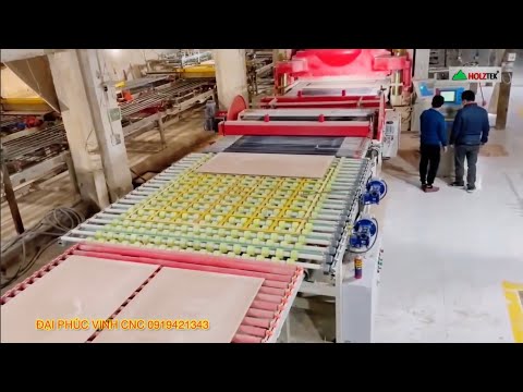 Máy lật ván tự động full line Holztek | dây chuyền máy Sx ván cn 