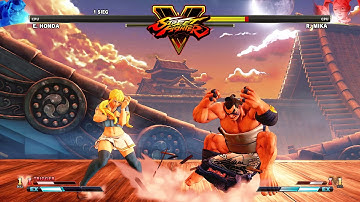 Street Fighter V E. Honda vs R. Mika CPU vs CPU AI vs AI (hardest difficulty level)