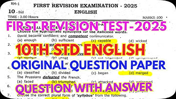 10Th English-First Revision Test-2025-Original Question Paper- Most Important question@GRSUCCESSSTC