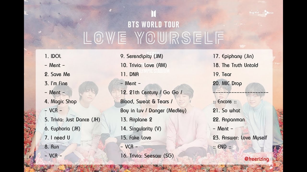 [Full Set List] BTS World Tour 'LOVE YOURSELF' 2018 (Seoul Day 1)