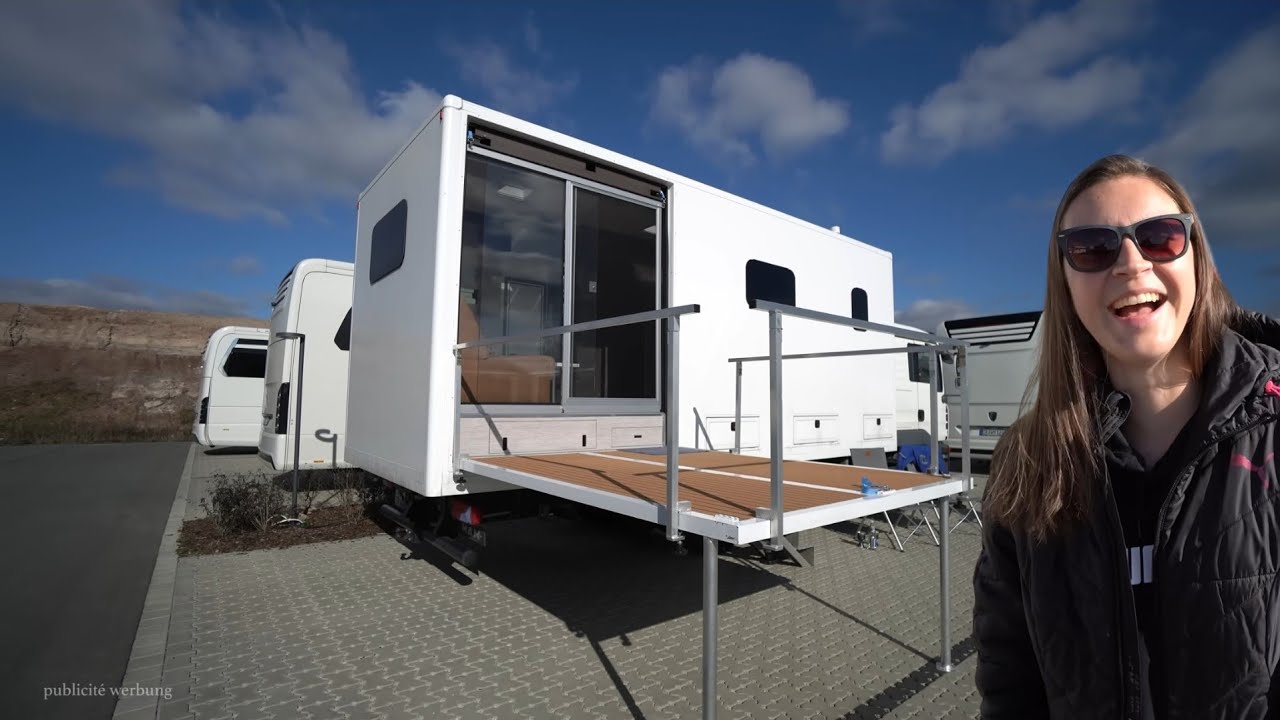 WOHNMOBIL Loftwohnung selbst gebaut mit XL Veranda 🔴 MESSEBAUER wird zum CAMPER-KING