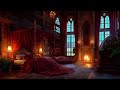 Heavy Thunderstorm - Cozy Castle Room with Fireplace and Rain Sounds to Sleep Peacefully