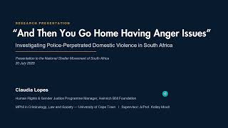 NSMSA July: Research Presentation - Investigating Police-Perpetrated DV in SA NSMSA July: Research Presentation - Investigating Police-Perpetrated DV in SA