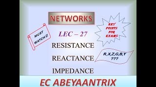 Lec - 27 - Resistance Vs Reactance Vs Impedance | What is R, X, Z, G, B & Y??? | NETWORKS