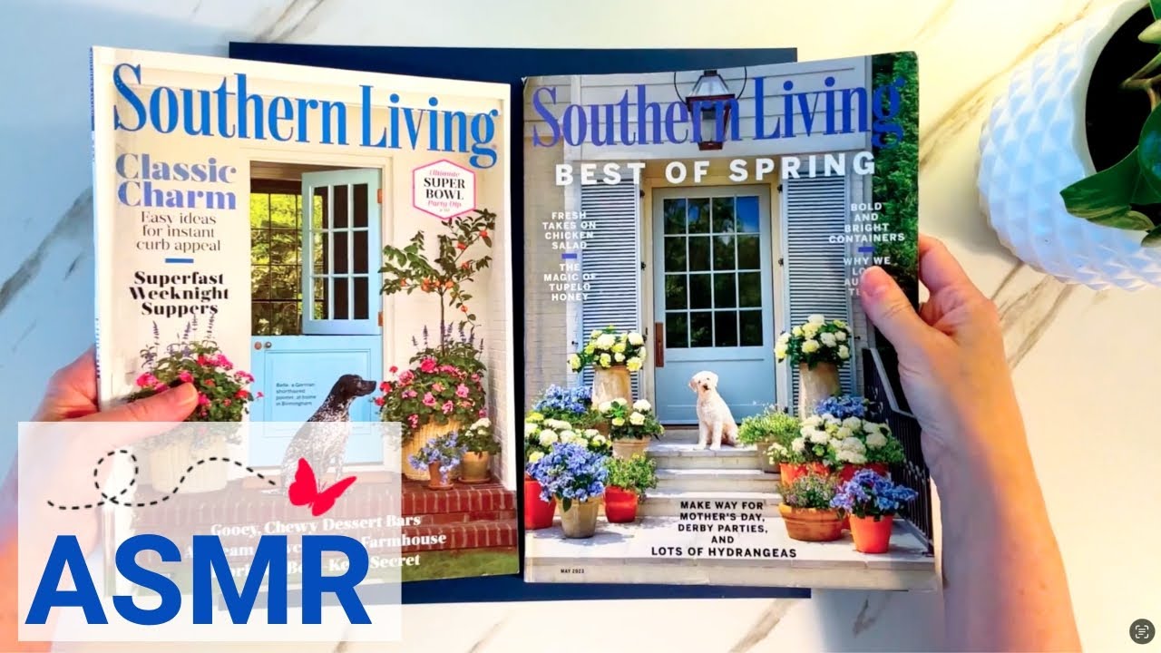 Whispered ASMR, Southern Living Magazines, Page Turning Hand Tracing Decor Ideas Travel Food