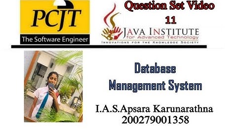 Question Set 11 | Database Management System | Java Institute