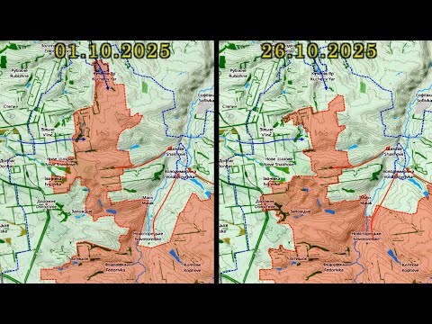 Карта боевых действий. Изменение линии фронта у Кучеров Яра с 1 по 26 октября 2025 года