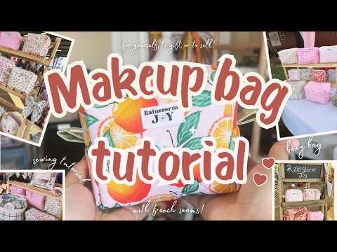 how to make a boxy makeup bag, sewing tutorial, also learn how to do French seams!