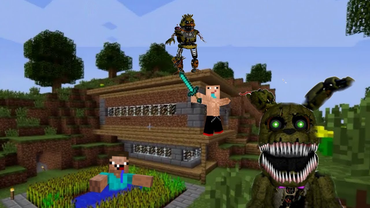 ANIMATRONICOS ATACAN A LOS NOOBS DE VACACIONES  MINECRAFT