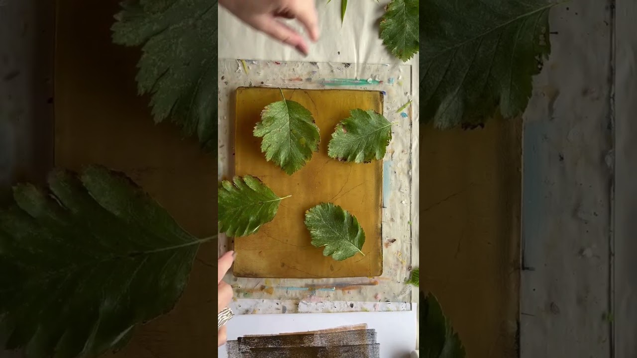 Gelli printing with leaves.