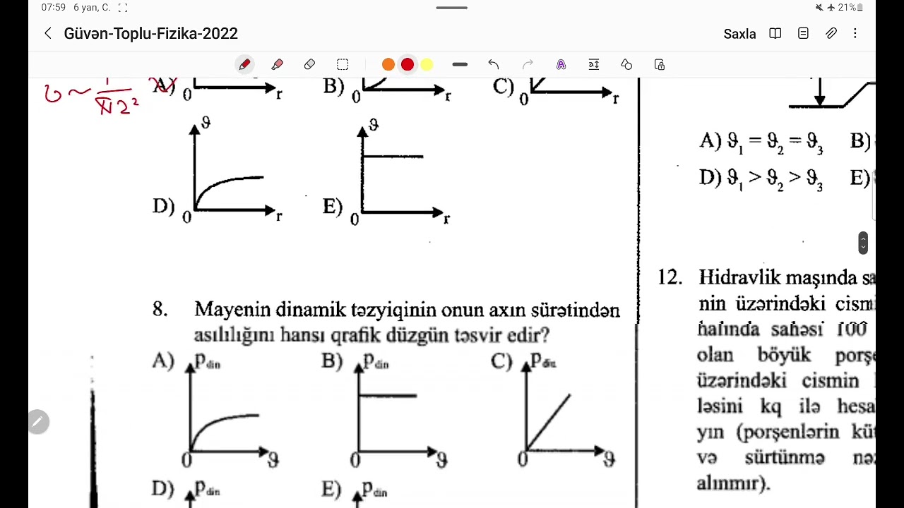 Hidravlik pres.Bernulli qanunu.GüVəN test A və B.@ fizikadərsi.MiZaN.