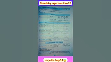chemistry experiment No 20 solutions class 12. Analyse two acidic radicals from Inorganic Mixture