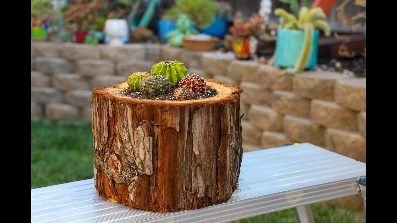 How I Made a Tree Log Planter - Chainsaw & Wood Grinder