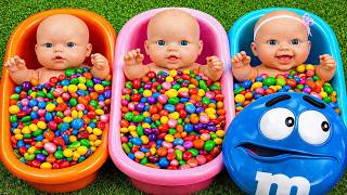 03 Minutes Satisfying ASMR Video | Mixing Colorful Candy, Makeup &amp; Baby Shark Slime in 3 Bathtubs