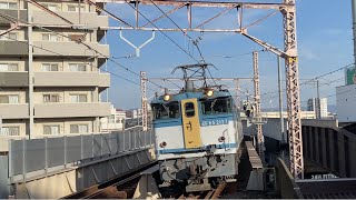 【貨物列車】久しぶりの来阪！ JR貨物EF65 2127[新](カラシ)+空コキ3B