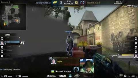 CS:GO - Liquid S1mple 1 vs 3 clutch vs NAVI (1 hp) @ ESL Cologne