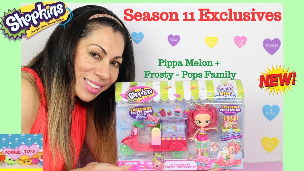 Shopkins Season 11 Exclusive Pippa Melon's Frosty-Pops Scooter + New Frosty Pops Family