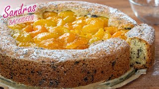 Nusskuchen mit Aprikosen - leichtes Rezept | Aprikosenkuchen mit Nüssen