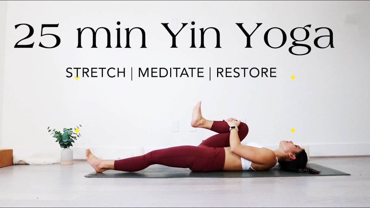 Yin Yoga at home| 25 min yin yoga & meditation for deep stretch | After ...