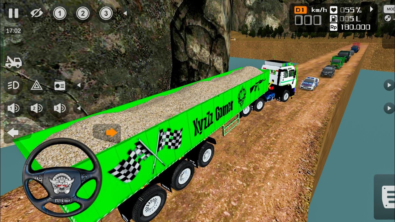 TATA power Truck 22 Wheels 🛞 Big TROLLEY Full Material Loaded Off Road and Rain driving 🤯 gameplay 🎮
