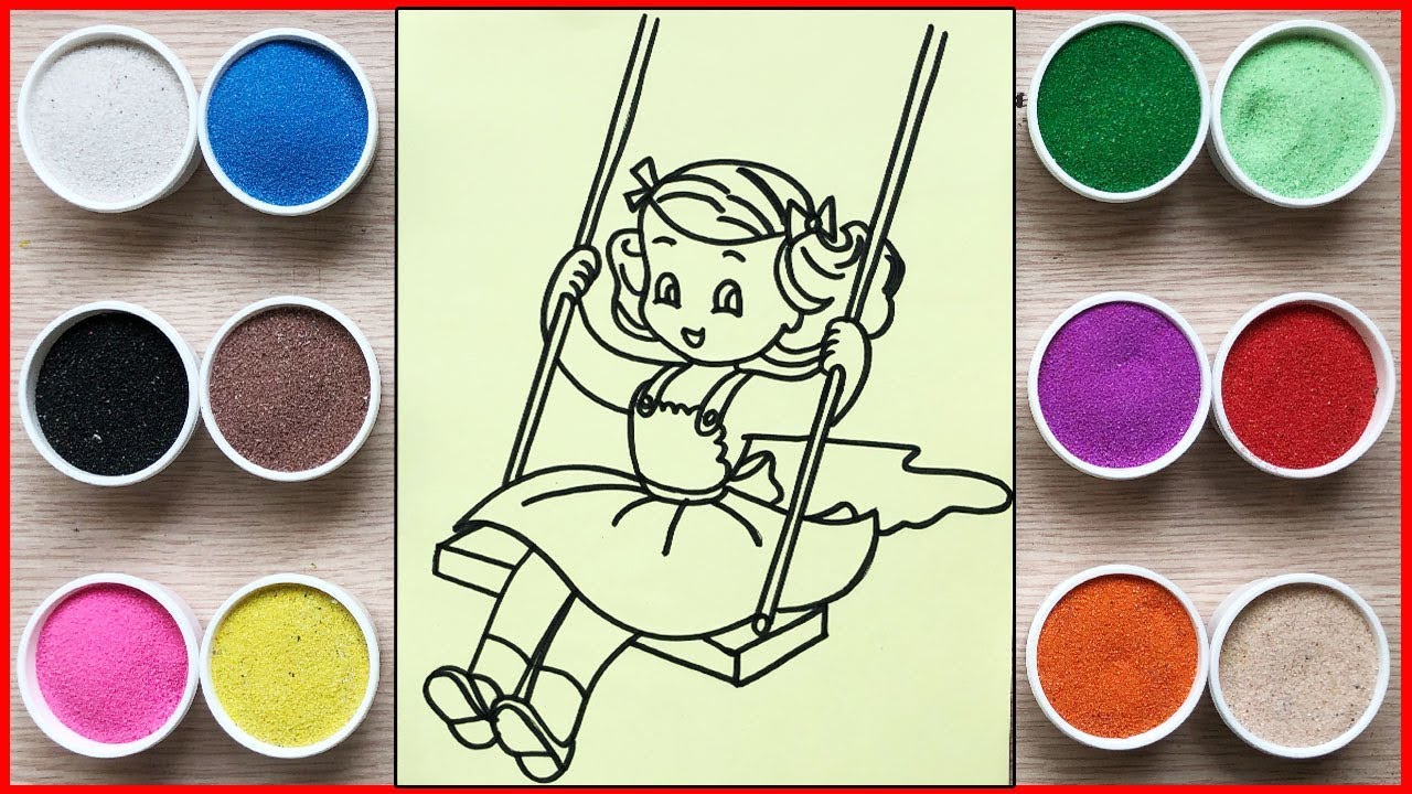 Vẽ tranh Bé chơi xích đuHow to draw girl playing on swing  YouTube