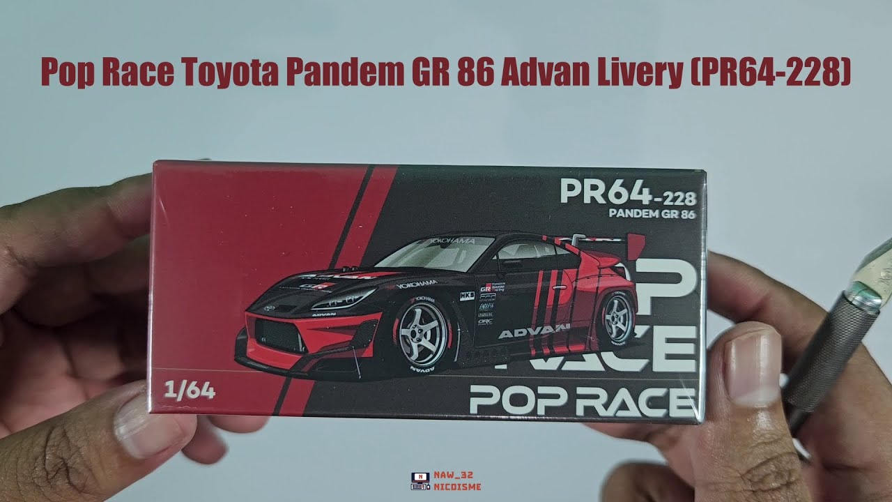Unboxing Pop Race Toyota Pandem GR86 Advan Livery (PR64-228) - YouTube