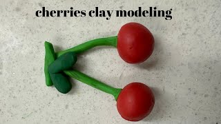 Bunch of cherries clay modeling for children