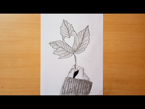 How to Draw a Hand Holding Maple Leaf || Maple Leaf Drawing
