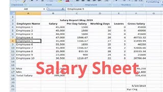 How to make salary sheet in ms excel | basic formulas