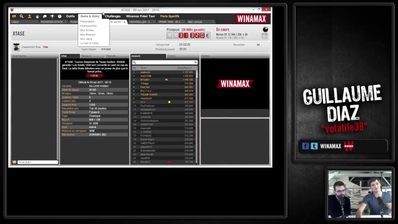 Winamax Live Stream Guillaume Diaz (09/10/17) YouTube