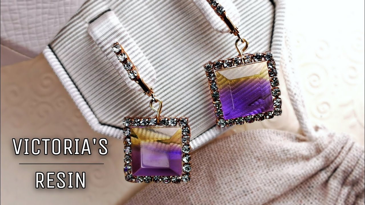 DIY UV resin earrings Yellow-purple ametrine