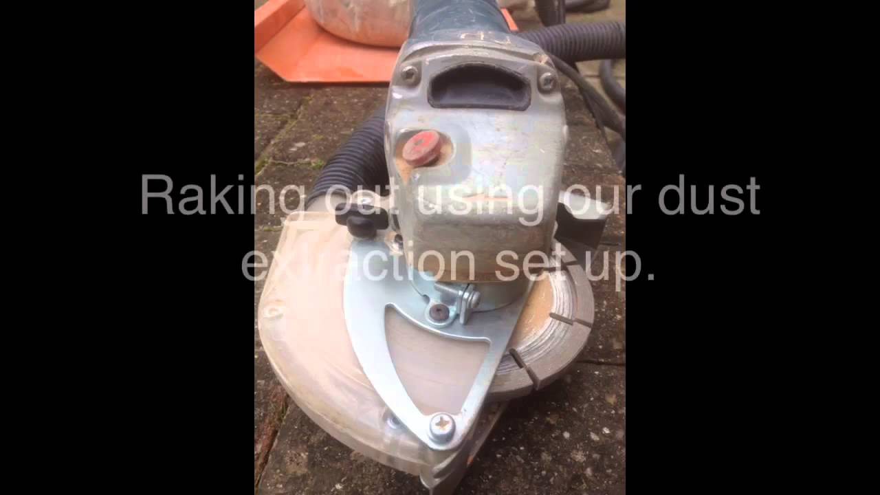 Mortar raking grinding using dust extractors and pointing / repointing
