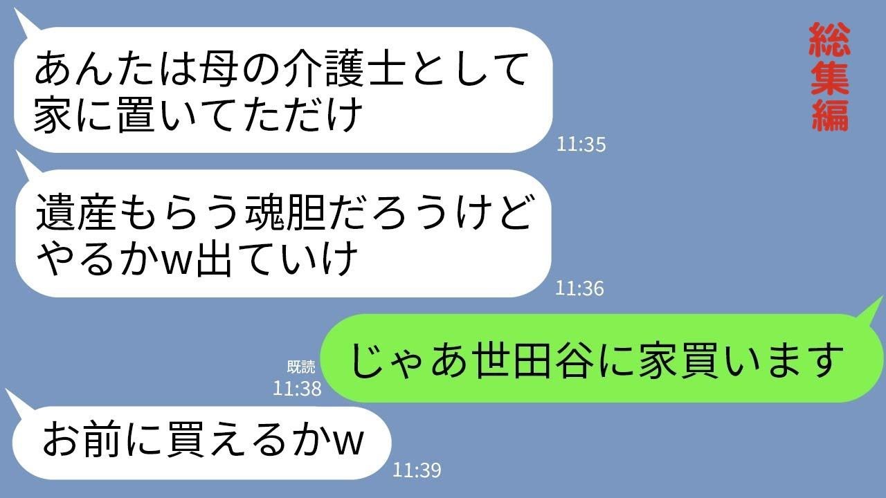 【LINE】10年間、介護してきた義母の葬式中に義姉「介護士はもうクビでw遺産もやらないから出てけ」私「はい！」→世田谷の大豪邸に引っ越してやった結果www【総集編】