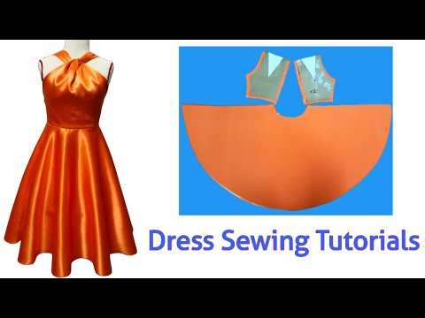 Hướng dẫn Cắt may Đầm cổ yếm xếp ly xoè 360°|Dress sewing tutorial |basic Sewing techniques |