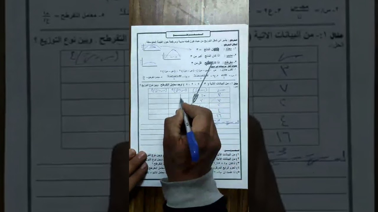 ترم ثان الاحصاء للصف الثانى حصة 2 باب التفرطح