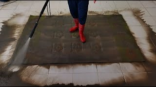 Horrible dirty carpet cleaning satisfying rug washing ASMR