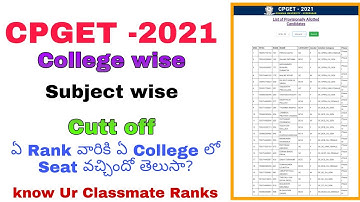 CPGET final Phase Subject Wise College Wise Allotment List Cutt off Detailed information.