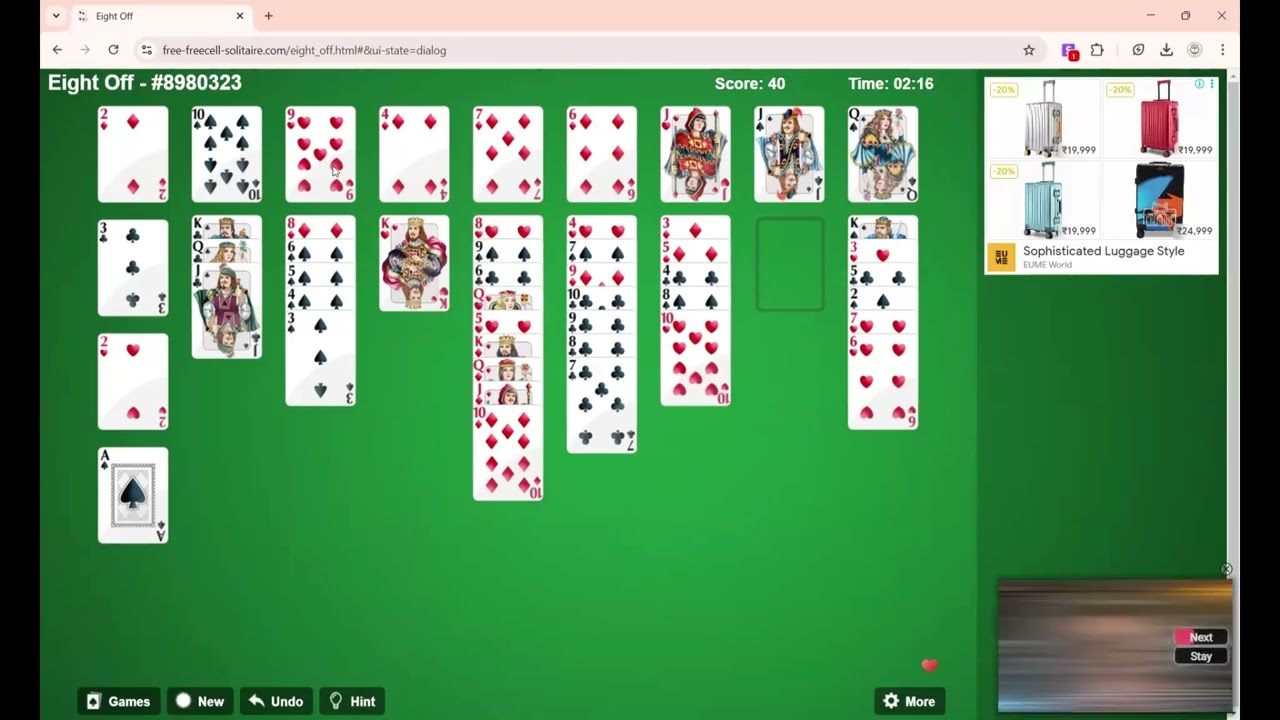 Watch Eight Off Card Game Online | Relax & Play Solitaire Variant