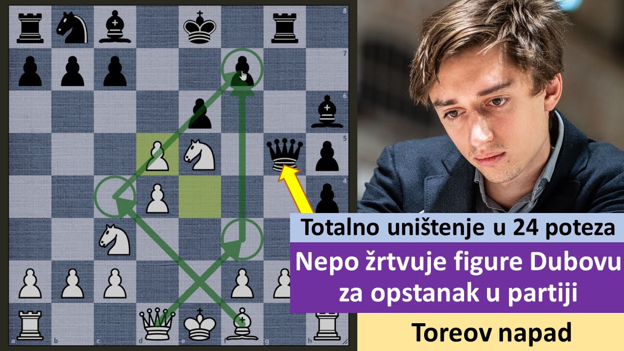 Totalno uništenje u 24 poteza - Nepo žrtvuje figure Dubovu za opstanak u partiji - Toreov napad