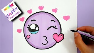 girly drawing draw kissing step emoji coloring myhobbyclass drawings easy