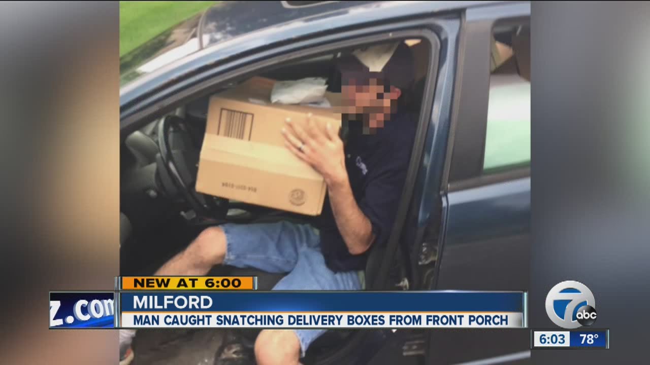 Man snagging boxes from front porches in neighborhood - YouTube